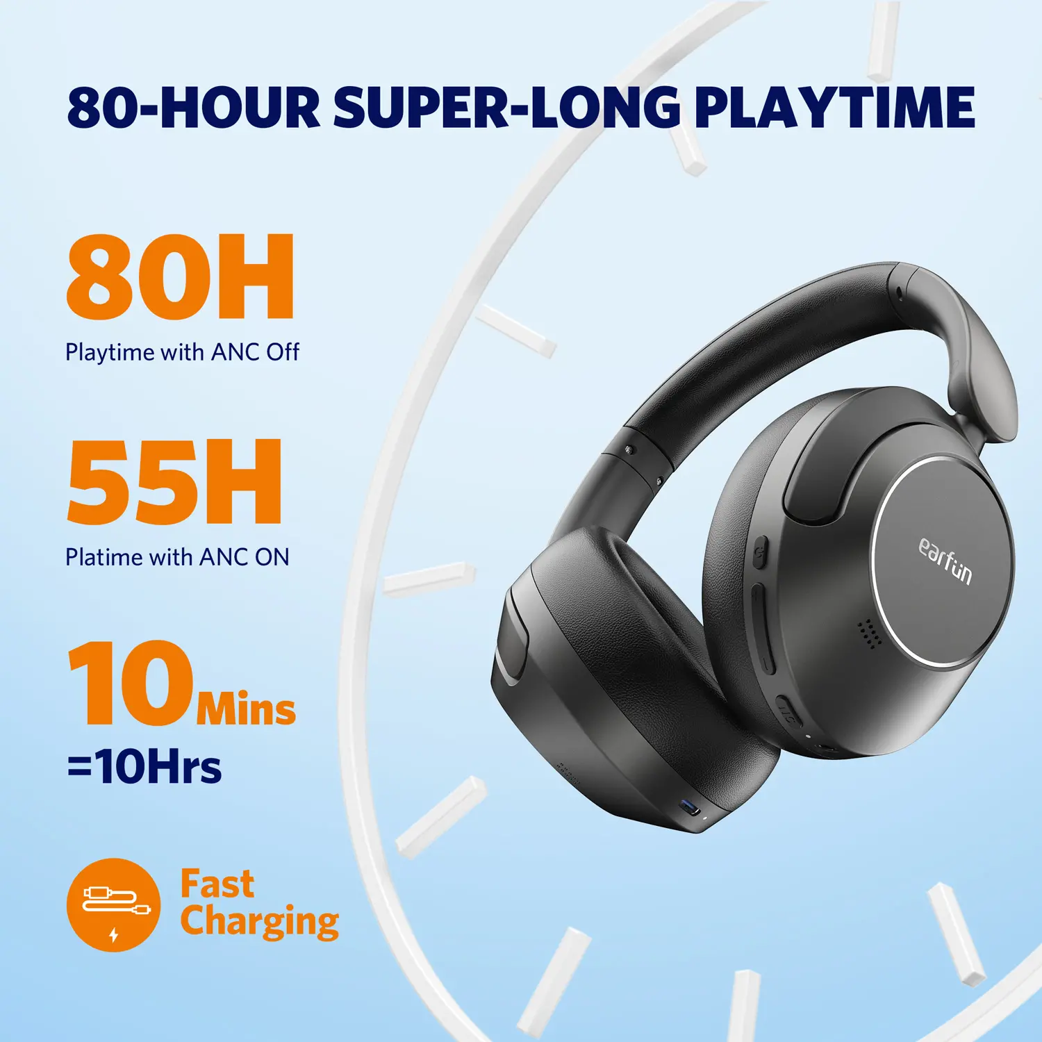 Słuchawki bezprzewodowe Earfun Wave Pro Nauszne Bluetooth 5.0 Czarny