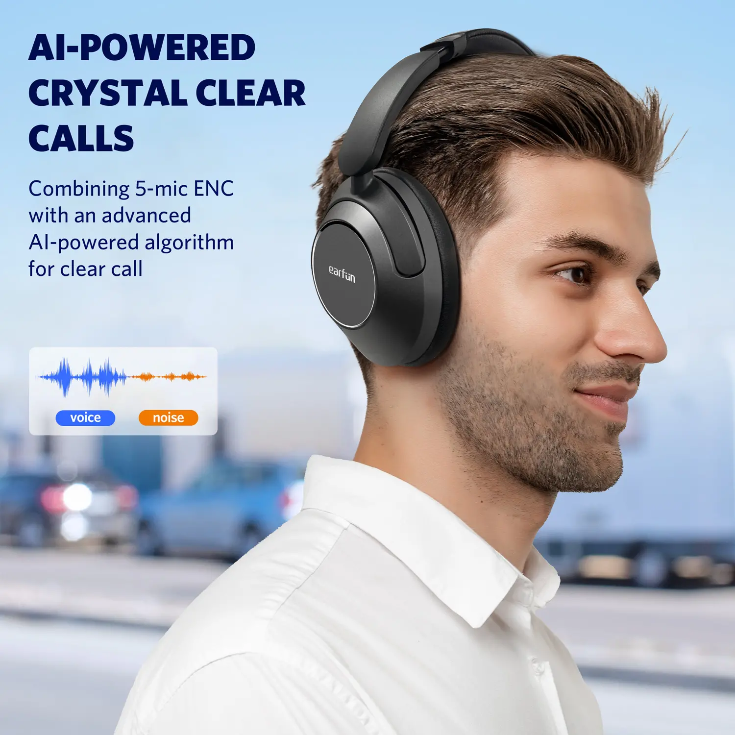 Słuchawki bezprzewodowe Earfun Wave Pro Nauszne Bluetooth 5.0 Czarny