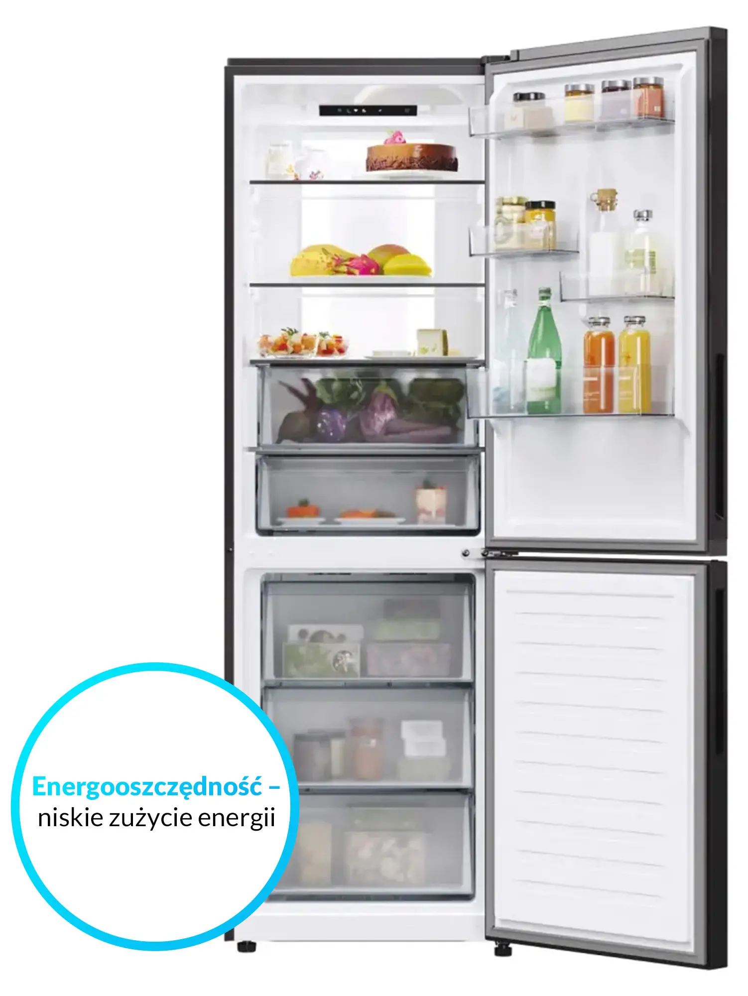 Lodówka Candy Fresco 500 CNCQ4T618EB Pełny No Frost 185cm Komora