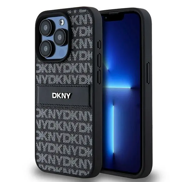 Etui DKNY Hardcase Leather Mono Stripe & Metal Logo do iPhone 15 Pro Czarny