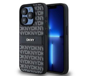 Etui DKNY Hardcase Leather Mono Stripe & Metal Logo do iPhone 15 Pro Czarny