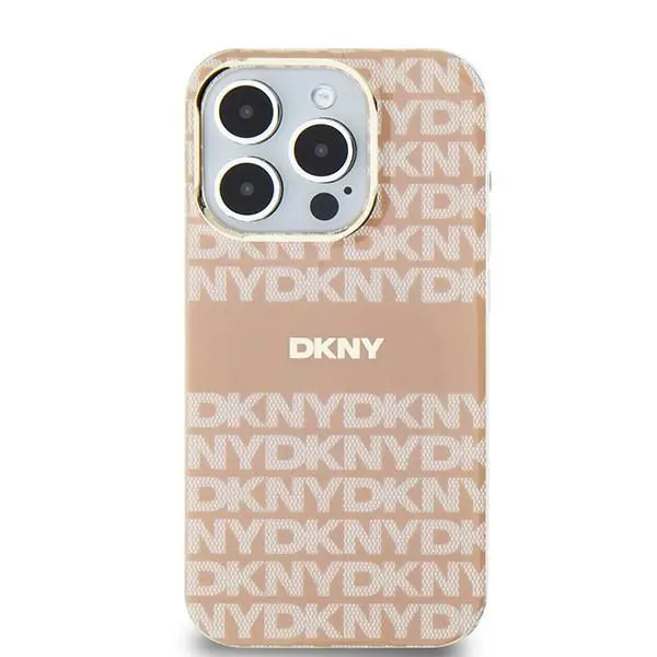 Etui DKNY IML Mono & Stripe MagSafe do iPhone 15 Różowy