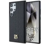 DKNY Leather Pattern Metal Logo MagSafe do Samsung Galaxy S24 Ultra Czarny
