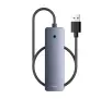 Hub USB Baseus 4w1 UltraJoy Lite 50cm USB-A do 4x USB 3.0 + USB-C 5V Szary