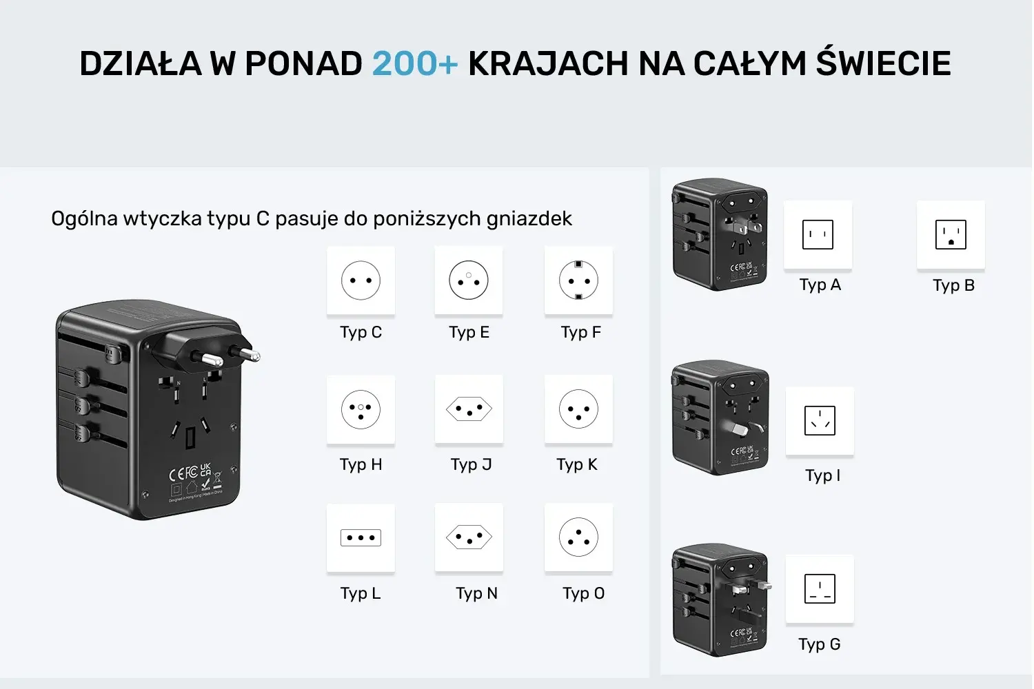 Ładowarka podróżna Unitek P1121ABK01 EU/US/UK/AUS PowerDelivery 35W