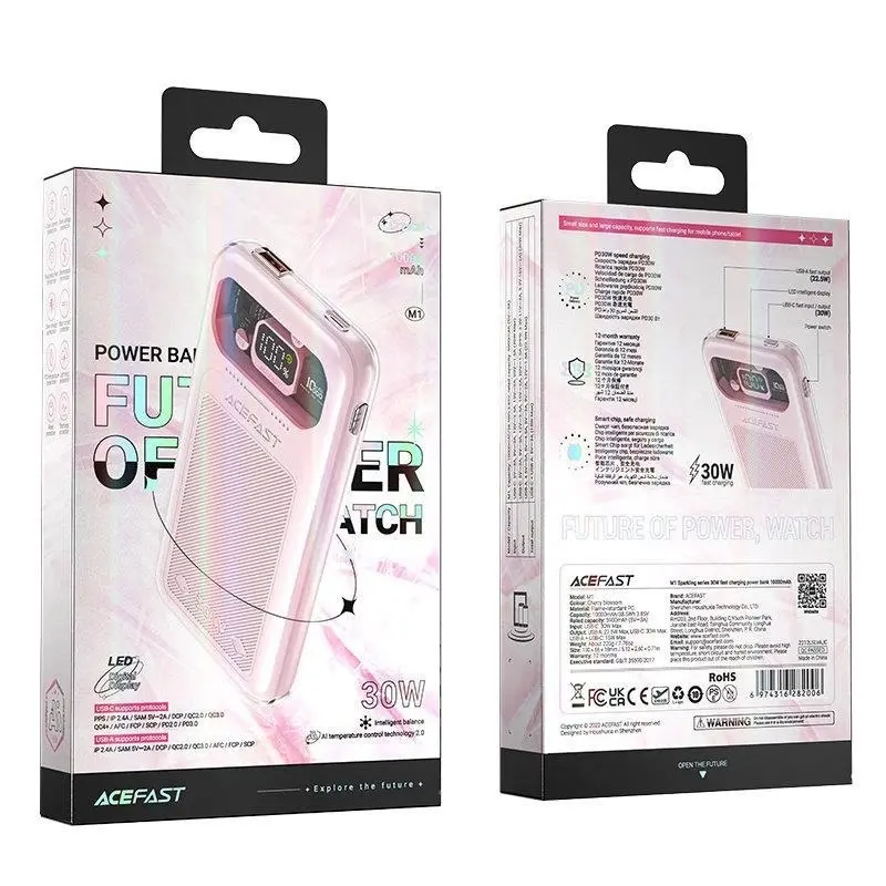 Powerbank Acefast Sparkling 10000mAh 30W Różowy