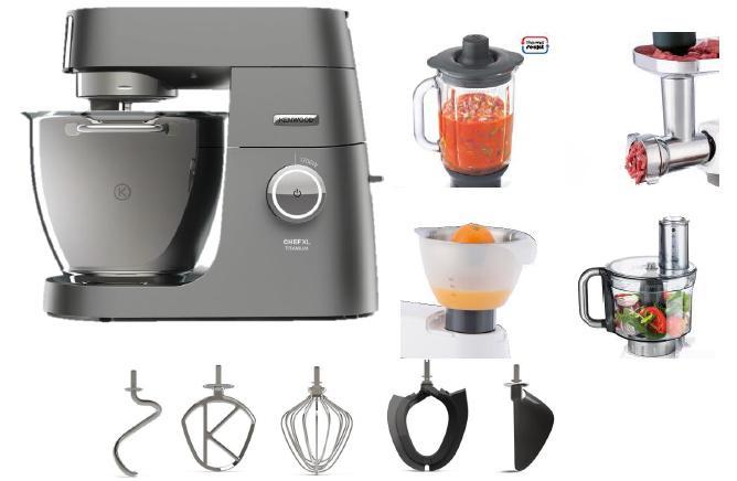 Robot planetarny Kenwood Chef XL Titanium KVL8460S z maszynką do mielenia - 1700W - misa 6,7l