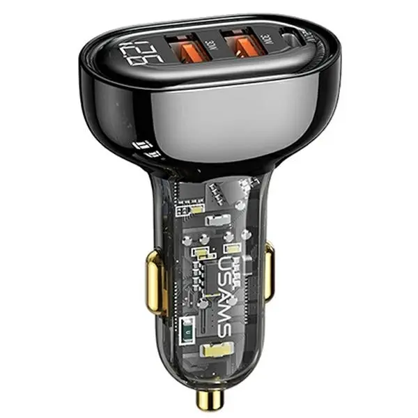 Ładowarka samochodowa USAMS CC159CC01 2XUSB+1XUSB-C 80W Czarny