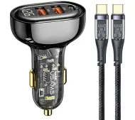 USAMS 2xUSB USB-C 80W + kabel USB-C Czarny
