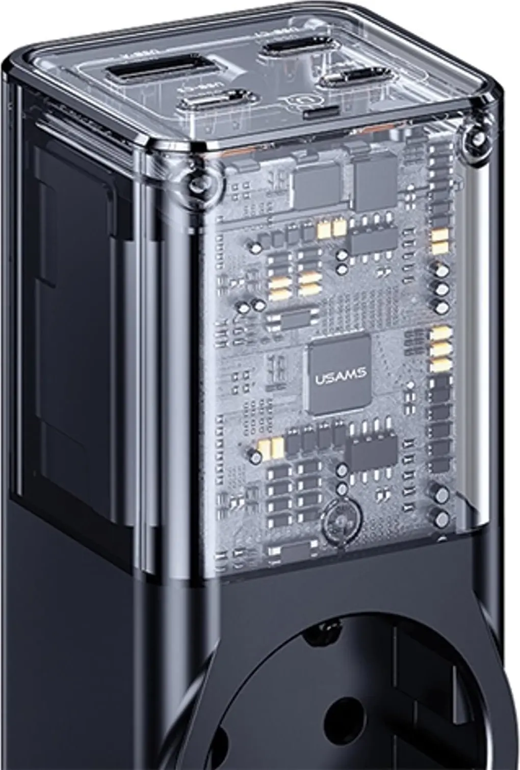 Listwa USAMS CC225TC01 1 gniazdo 3x USB-C 1x USB-A 67W 1,5m Czarny
