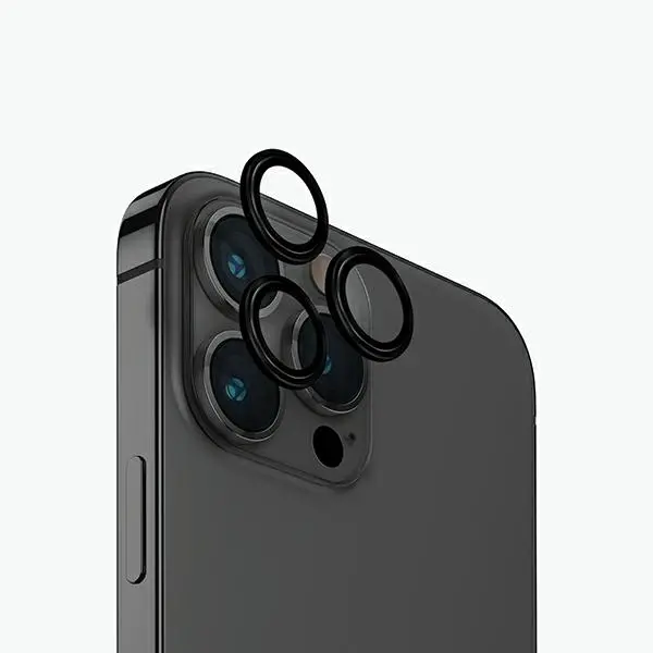 Szkło hartowane UNIQ Optix Aluminium Camera Lens Protector iPhone 15 Pro Max Czarny