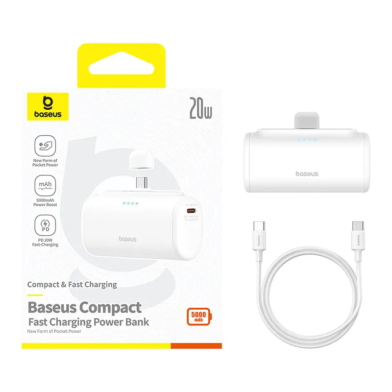 Powerbank Baseus P10068306213-00 Compact 5000mAh PD 20W USB-C Biały