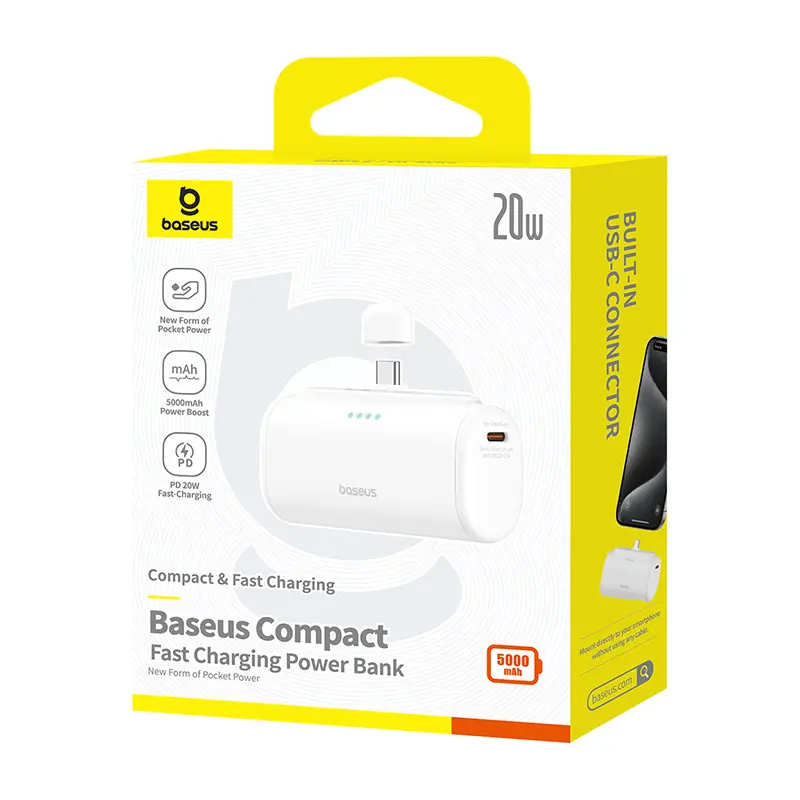 Powerbank Baseus P10068306213-00 Compact 5000mAh PD 20W USB-C Biały