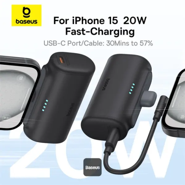 Powerbank Baseus P10068306213-00 Compact 5000mAh PD 20W USB-C Biały