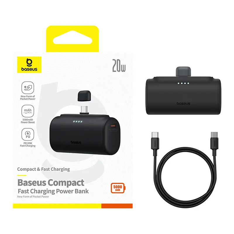 Powerbank Baseus P10068306113-00 Compact 5000mAh PD 20W USB-C Czarny