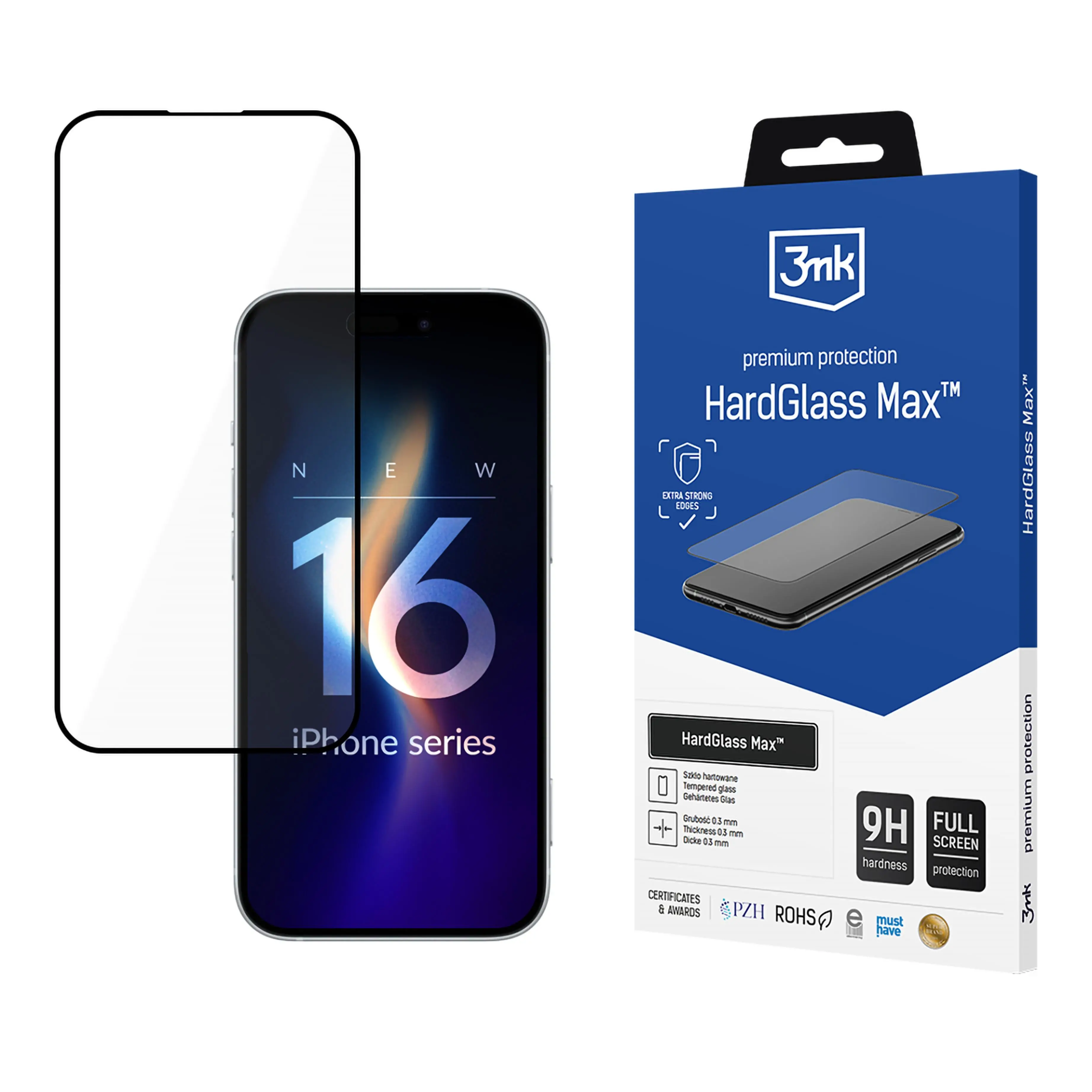 Szkło hartowane 3mk HardGlass Max Black do iPhone 16 Plus