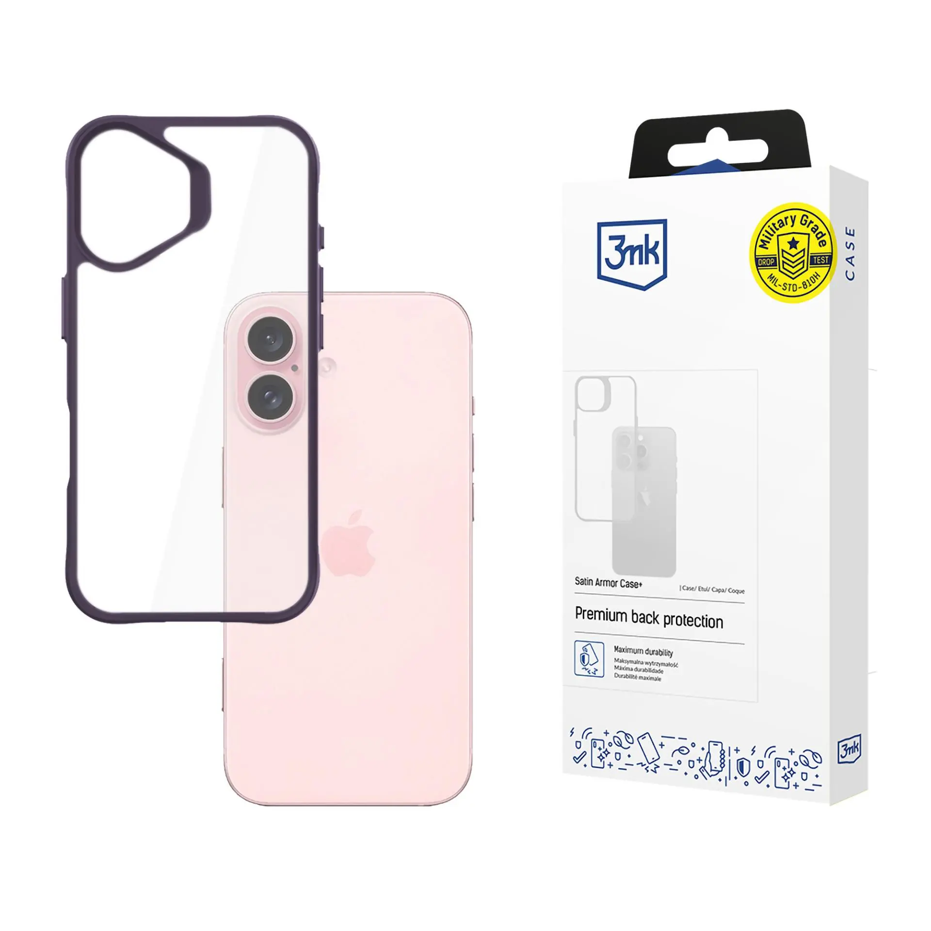 Etui 3mk Satin Armor Case+ do iPhone 16 Fioletowy