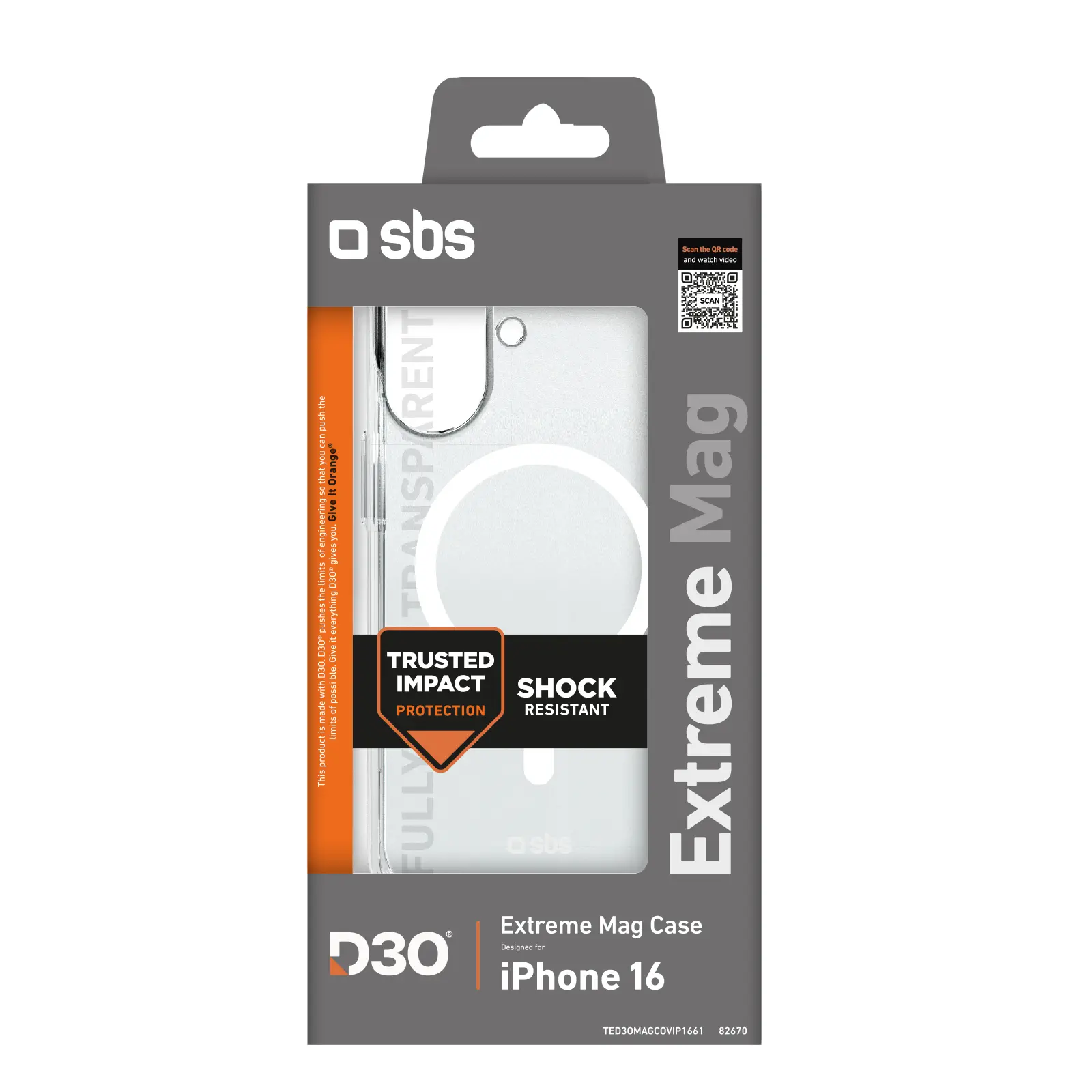 Etui SBS D3O do iPhone 16 Przezroczysty