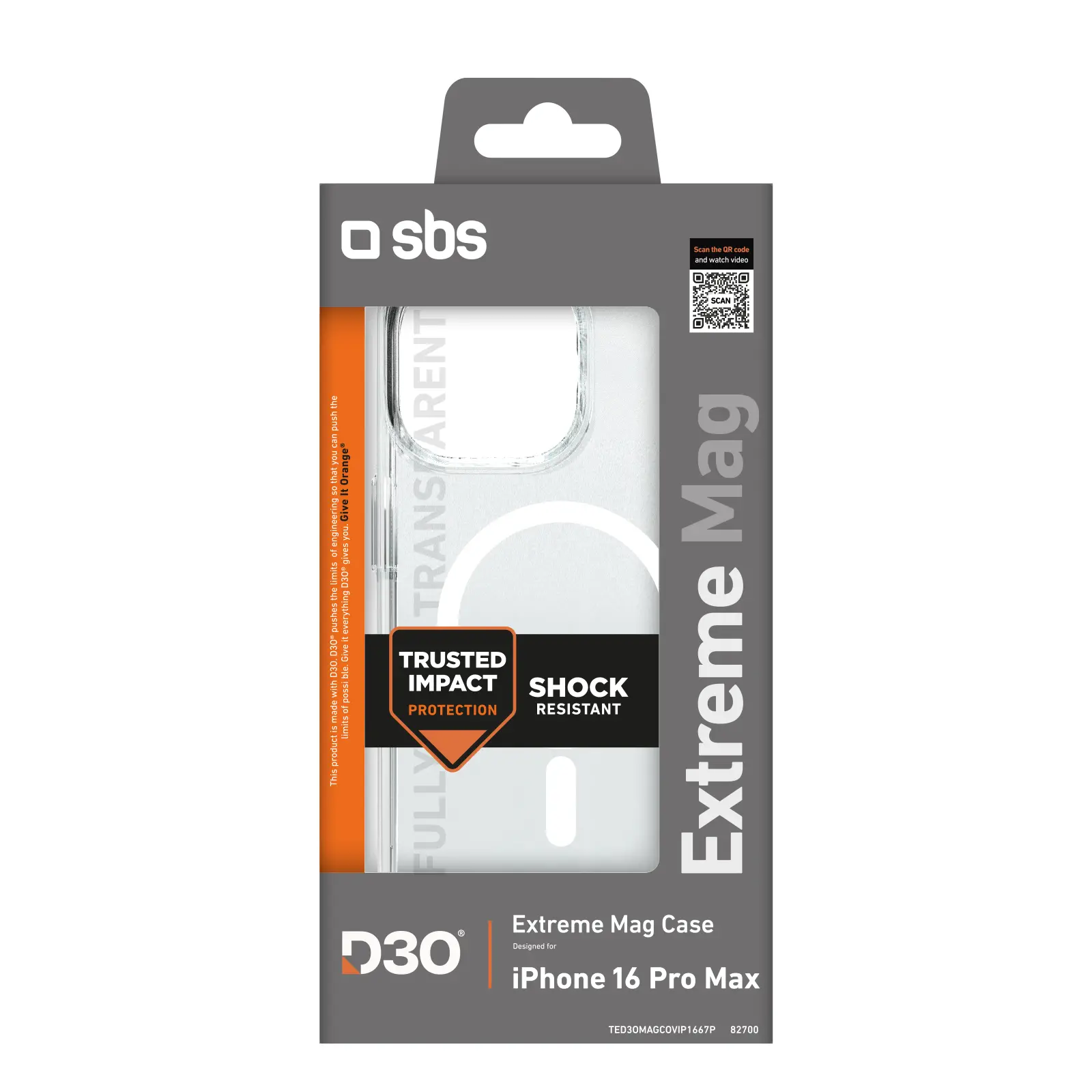 Etui SBS D3O do iPhone 16 Pro Max Przezroczysty