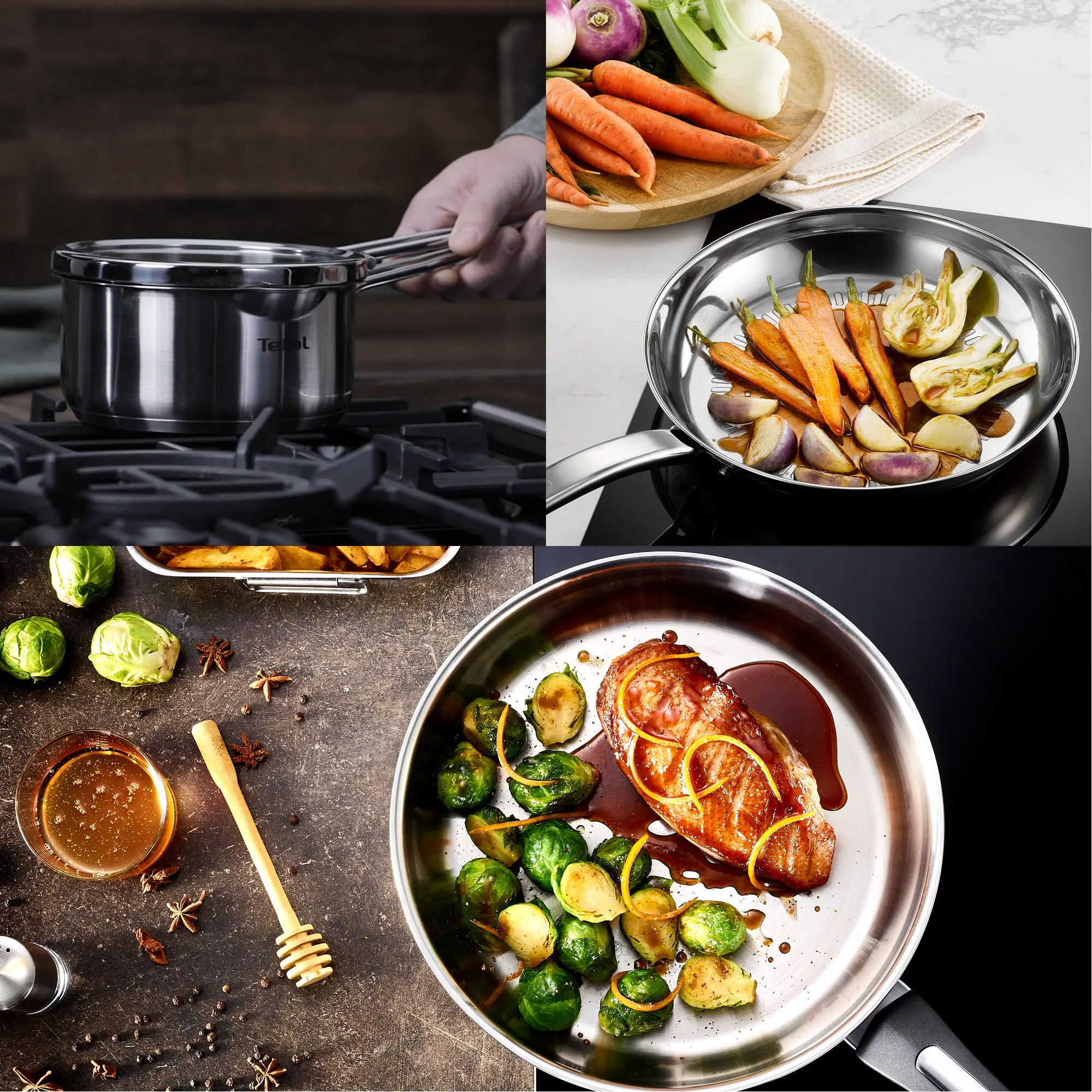 Zestaw garnków Tefal Daily Cook H054AS55 Indukcja Stal nierdzewna 10 elementów