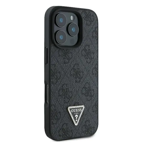 Etui Guess hardcase Leather 4G Triangle Strass iPhone 16 Pro Max Czarny