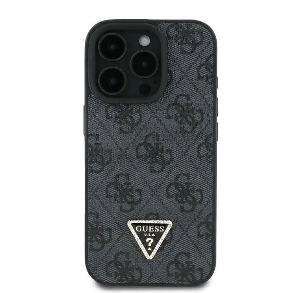Etui Guess hardcase Leather 4G Triangle Strass iPhone 16 Pro Max Czarny