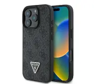 Guess hardcase Leather 4G Triangle Strass iPhone 16 Pro Max Czarny