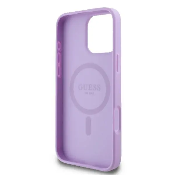 Etui Guess Saffiano Peony Classic Logo MagSafe do iPhone 16 Pro Max Fioletowy