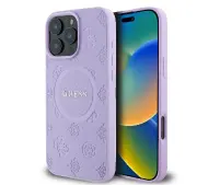 Guess Saffiano Peony Classic Logo MagSafe do iPhone 16 Pro Max Fioletowy