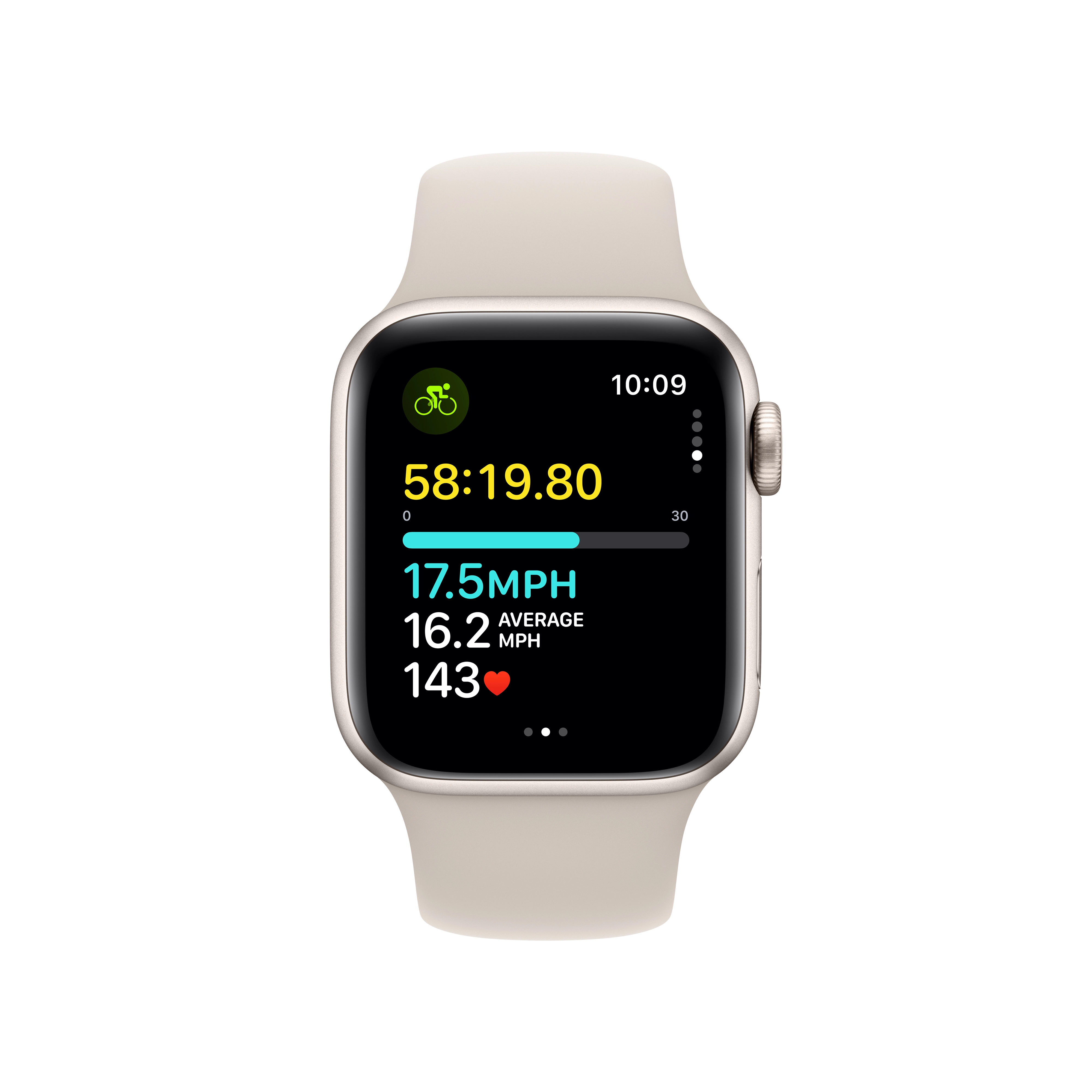 Apple Watch SE 2gen GPS koperta 44mm z aluminium Księżycowa poświata pasek sportowy Księżycowa poświata M/L