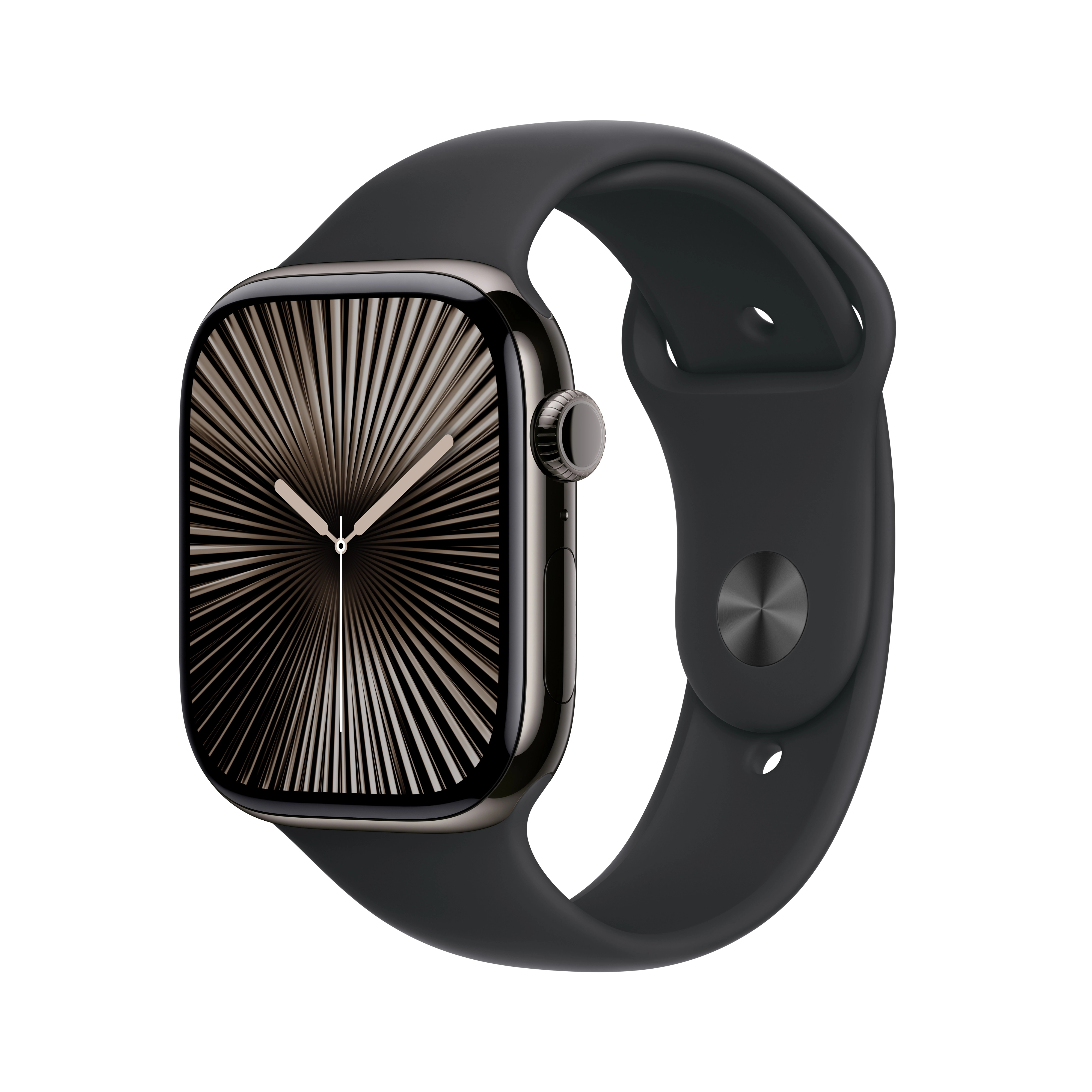 Apple Watch Series 10 GPS AI + Cellular AI koperta 42mm tytan łupek pasek sportowy czarny M/L