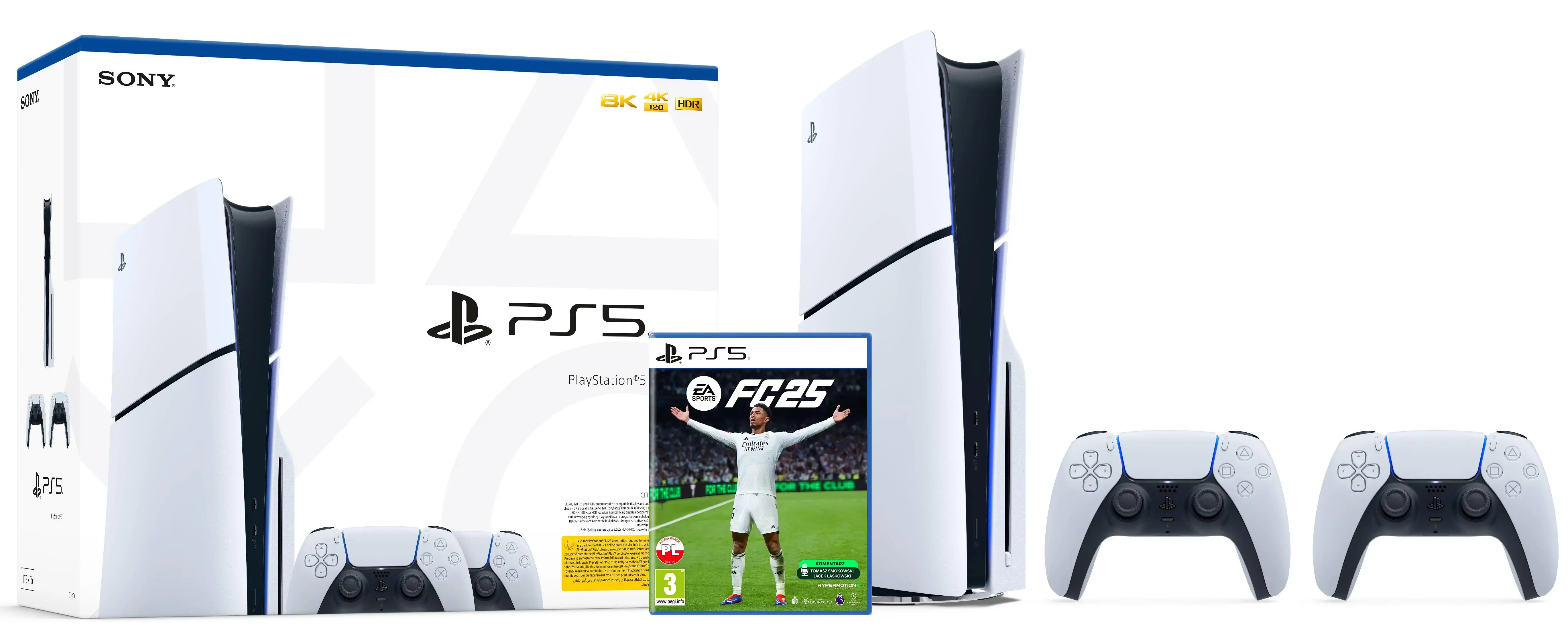 Konsola Sony PlayStation 5 Slim D Chassis (PS5) 1TB z napędem + Dodatkowy Pad Biały + EA SPORTS FC 25
