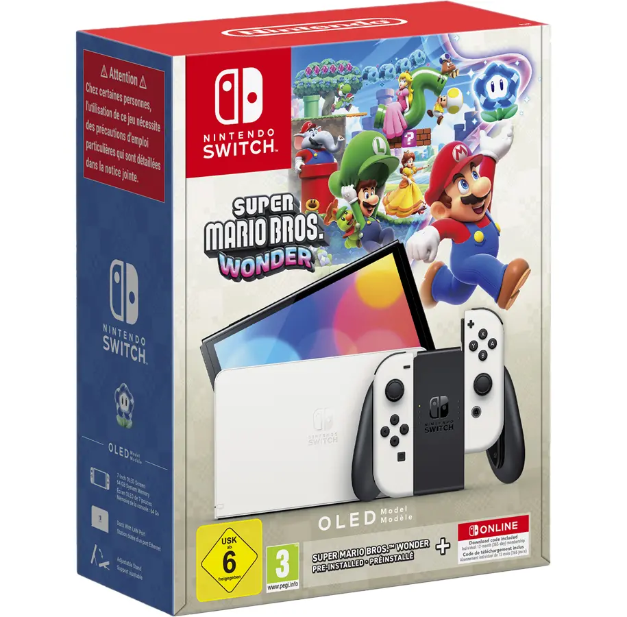 Konsola Nintendo Switch OLED Biały + Super Mario Bros. Wonder + Nintendo Online 365dni