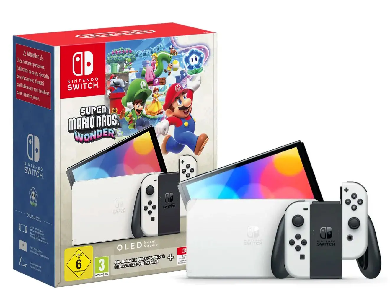 Konsola Nintendo Switch OLED Biały + Super Mario Bros. Wonder + Nintendo Online 365dni