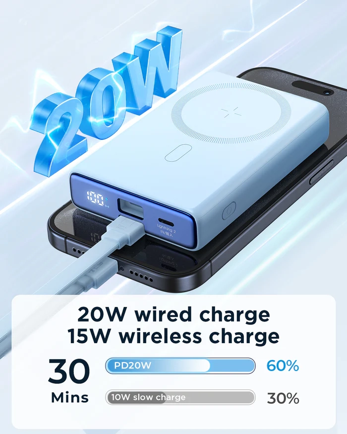 Powerbank Joyroom JR-PBM01 10000mAh 20W Magnetyczny z podstawką Fioletowy