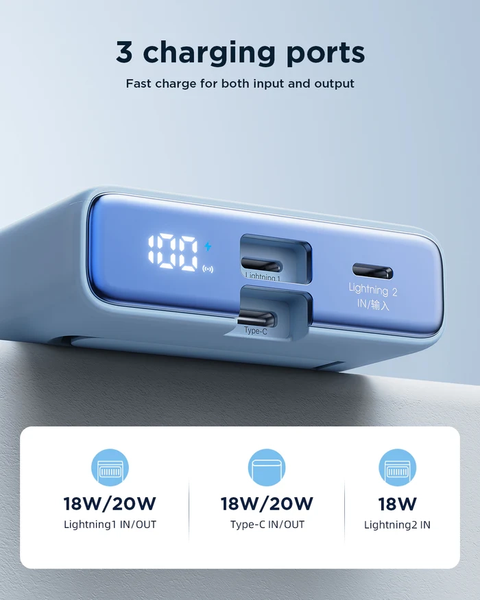 Powerbank Joyroom JR-PBM01 10000mAh 20W Magnetyczny z podstawką Fioletowy
