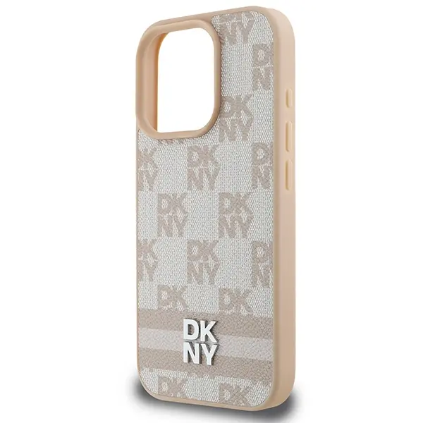 Etui DKNY Checkered Pattern & Printed Stripes do iPhone 16 Pro Różowy