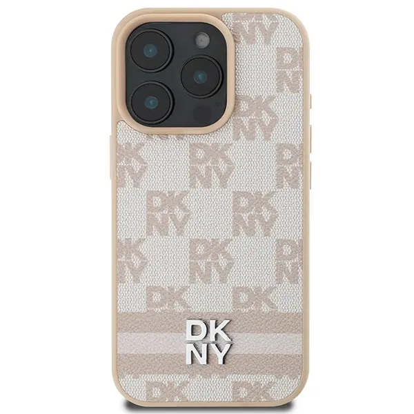 Etui DKNY Checkered Pattern & Printed Stripes do iPhone 16 Pro Różowy