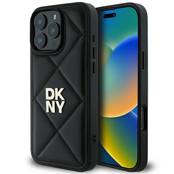 Etui DKNY Quilted Stack Logo do iPhone 16 Pro Czarny