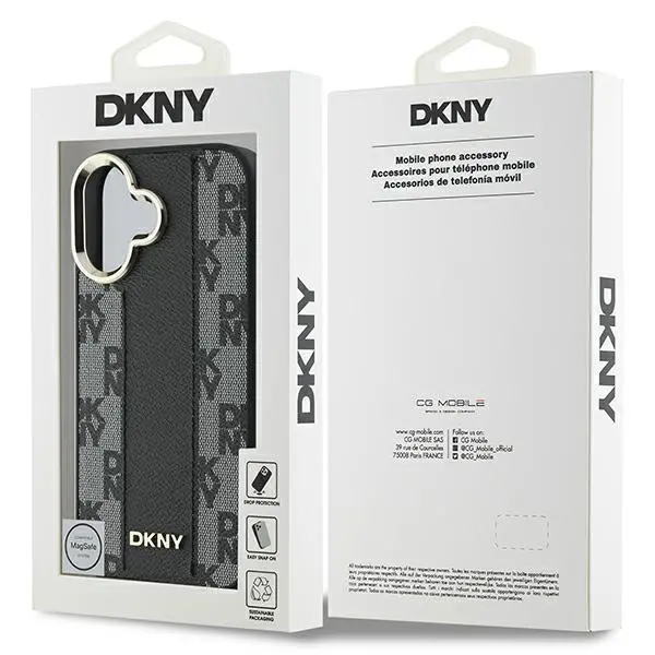 Etui DKNY Checkered Pattern MagSafe do iPhone 16 Czarny