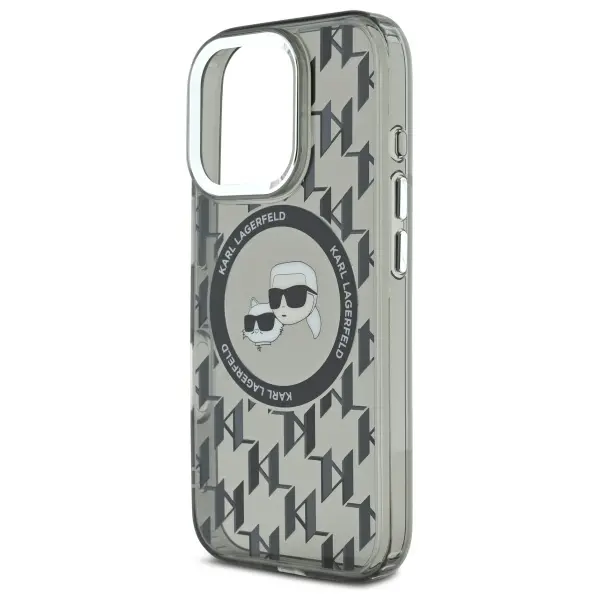 Etui Karl Lagerfeld IML Monogram Karl&Choupette Head MagSafe do iPhone 16 Pro Max Czarny
