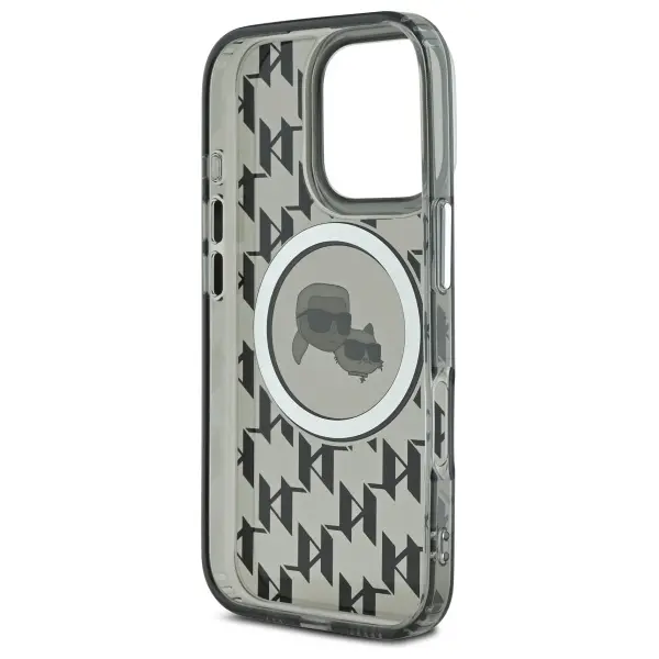 Etui Karl Lagerfeld IML Monogram Karl&Choupette Head MagSafe do iPhone 16 Pro Max Czarny