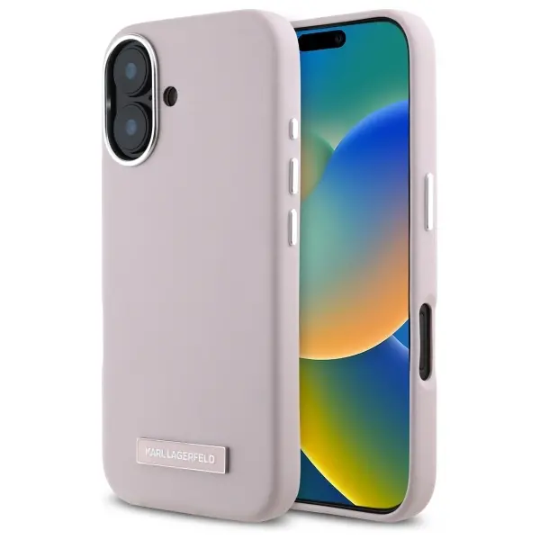 Etui Karl Lagerfeld FW Metal Plate MagSafe do iPhone 16 Różowy