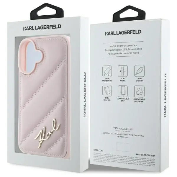 Etui Karl Lagerfeld Quilted Signature iPhone 16 Różowy