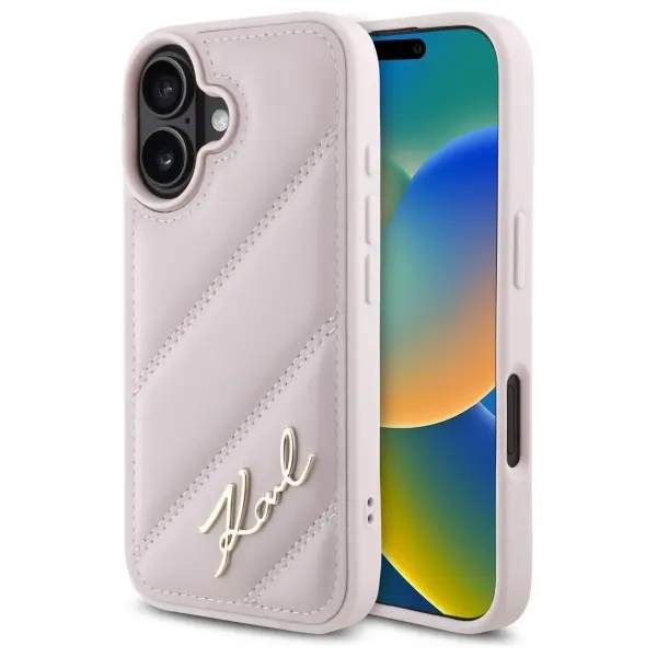 Etui Karl Lagerfeld Quilted Signature iPhone 16 Różowy