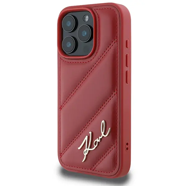 Etui Karl Lagerfeld Quilted Signature do iPhone 16 Pro Czerwony