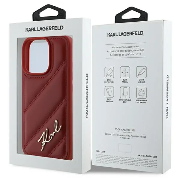 Etui Karl Lagerfeld Quilted Signature do iPhone 16 Pro Czerwony