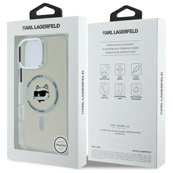 Etui Karl Lagerfeld IML Metal Choupette Head MagSafe do iPhone 16 Pro Max Biały