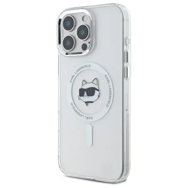 Etui Karl Lagerfeld IML Metal Choupette Head MagSafe do iPhone 16 Pro Max Biały