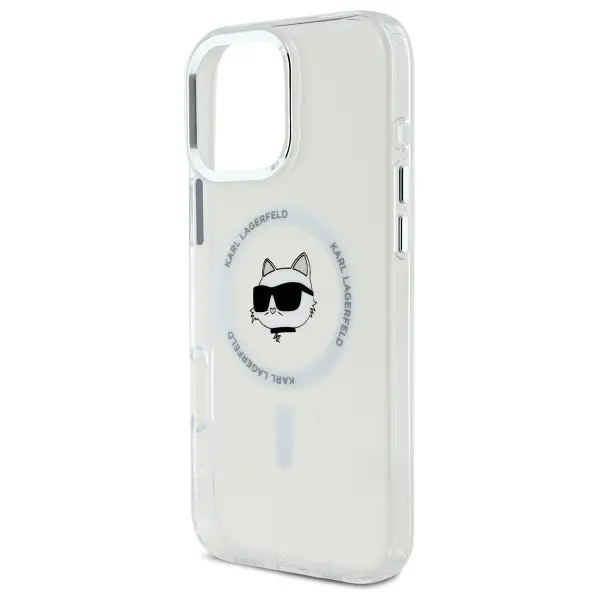Etui Karl Lagerfeld IML Metal Choupette Head MagSafe do iPhone 16 Pro Max Biały